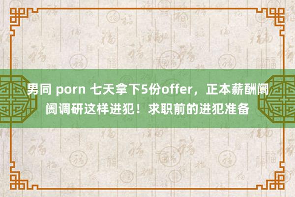 男同 porn 七天拿下5份offer，正本薪酬阛阓调研这样进犯！求职前的进犯准备
