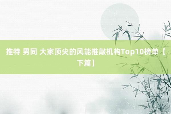 推特 男同 大家顶尖的风能推敲机构Top10榜单【下篇】