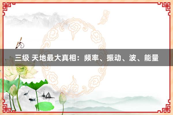 三级 天地最大真相:频率、振动、波、能量